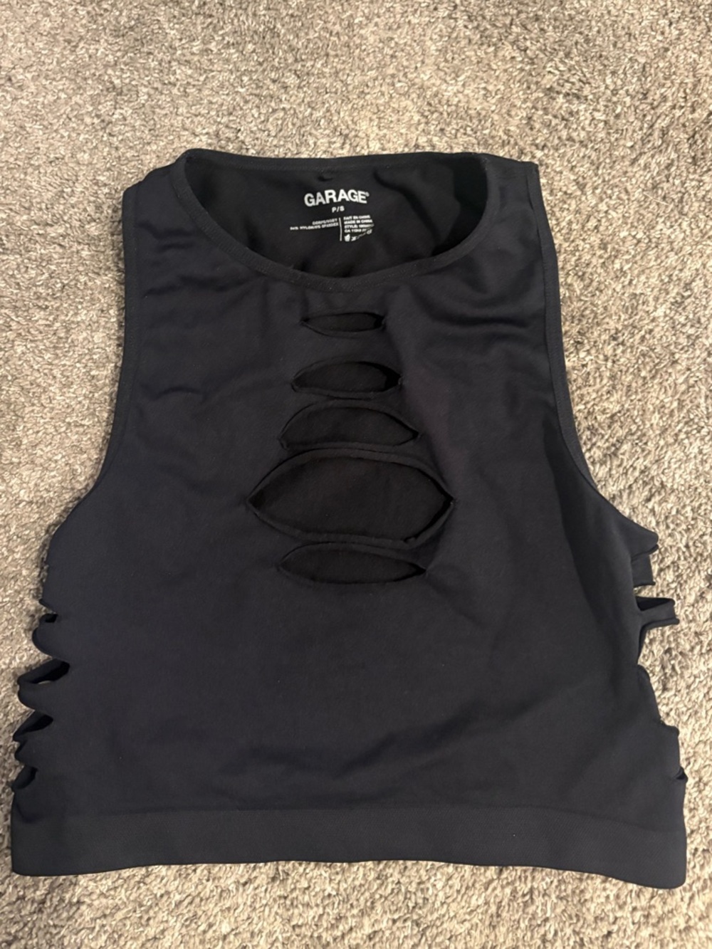 Garage tank top with cutouts size small